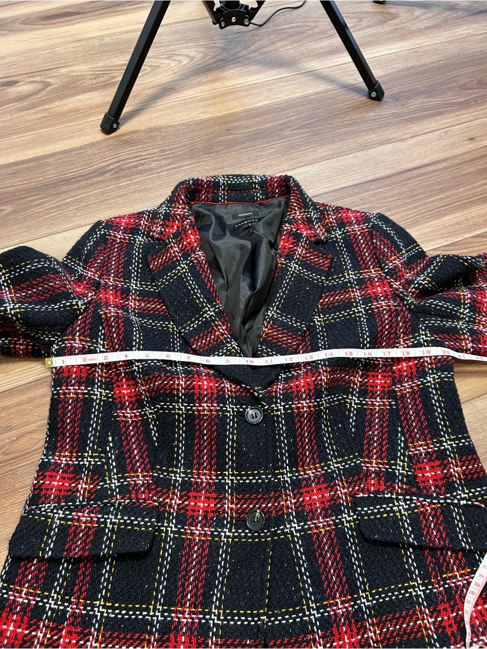 Talbots Aberdeen wool blend tartan plaid blazer size 16 tweed holiday Christmas - Picture 6 of 8